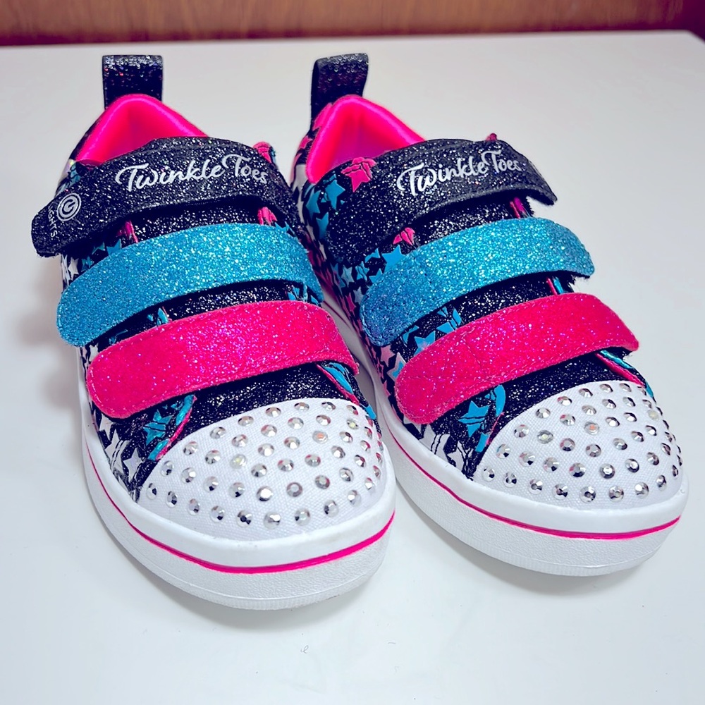 Light Up Skechers Sparkle Rayz-Star Blast Sneaker Size 11 EUC Twinkle Toes